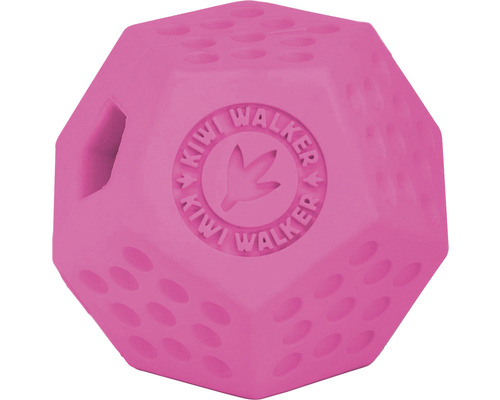 Hračka pro psy gumová Kiwi Walker DODECABALL s dírou na pamlsky Maxi 8 cm růžová Růžový gumový míč pro psy Kiwi Walker