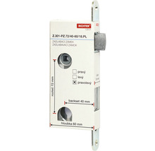 Zadlabací zámek Richter o rozměrech 72 mm, 40 mm, 60 mm a 18 mm