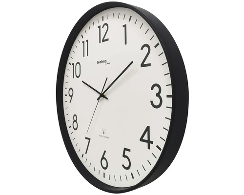Nástěnné hodiny s rádiovým ovládáním a černým rámem