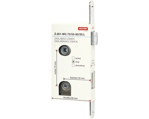 Zadlabací zámek s rozměry 72/55/80/20 milimetrů