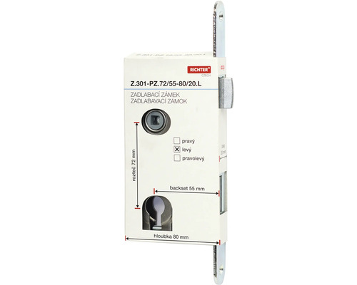 Zadlabací zámek Richter Z.301-PZ.72/55-80/20.L, levé provedení