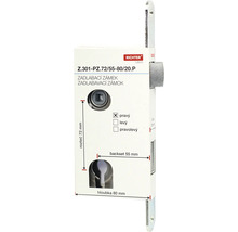 Zadlabací zámek Richter s rozměry 72 mm, 55 mm a 80 mm