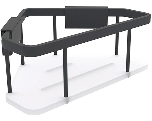 Rohová police s kovovým rámem a policí