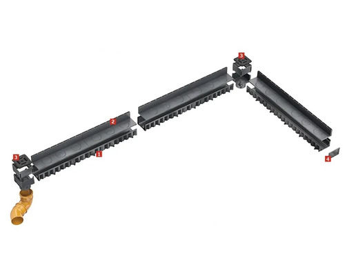 Odtokový žlab s příslušenstvím pro odvodnění