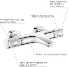 Baterie pro regulaci průtoku pro sprchu a vanu