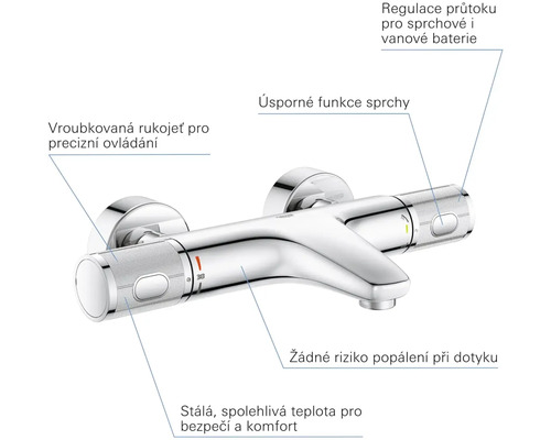 Baterie pro regulaci průtoku pro sprchu a vanu