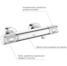 Detail termostatické baterie Grohe pro montáž na stěnu
