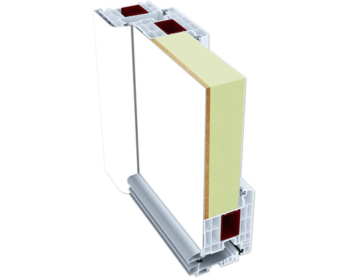 Průřez plastovým oknem s izolačním materiálem