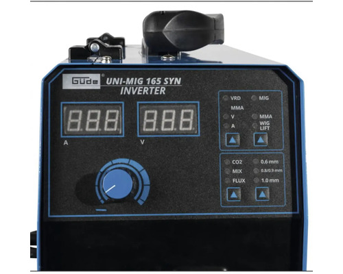 Güde Uni-MIG 165 SYN invertorový svařovací stroj ovládací panel detail