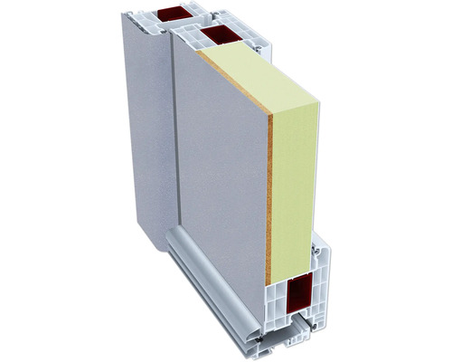 Průřez dveřmi s izolací