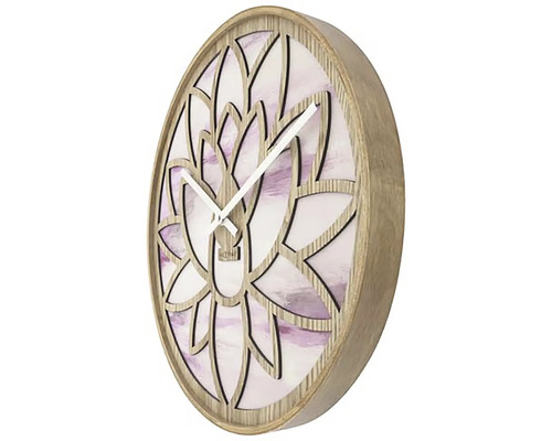 Dekorativní nástěnné hodiny s květinovým vzorem a ukazatelem času