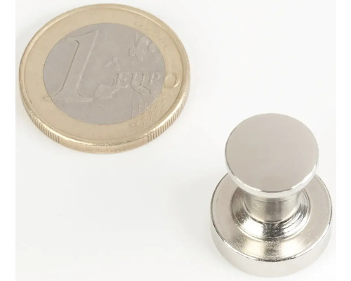 Magnetický knoflík s jednoeurovou mincí