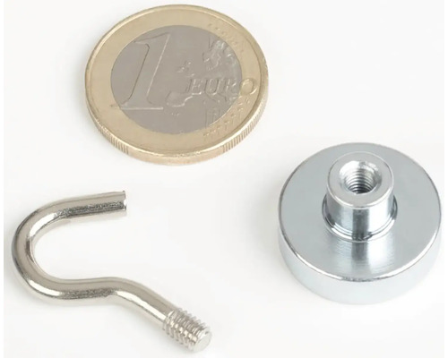 Magnet s hákem a euro mince pro zobrazení velikosti