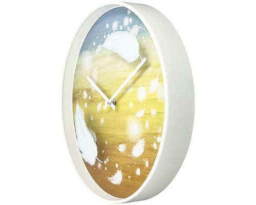 Nástěnné hodiny s motivem peří