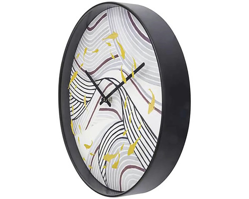 Nástěnné hodiny s motivem ryb a černým rámem