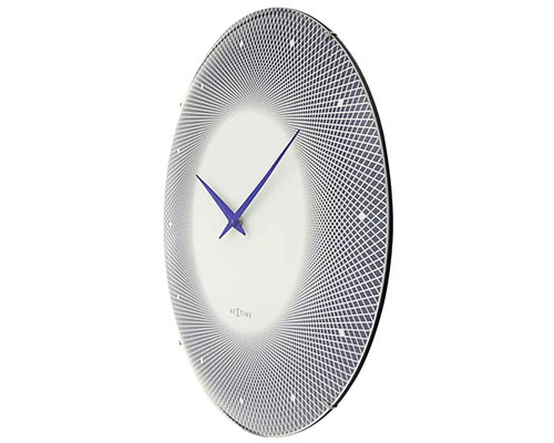 Kulaté nástěnné hodiny s moderním mřížkovým vzorem a ručičkami