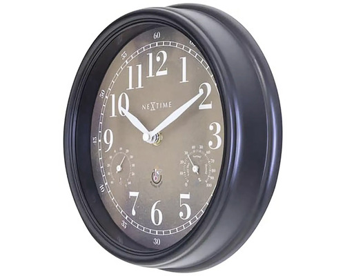 Nástěnné hodiny Nextime s teploměrem a vlhkoměrem