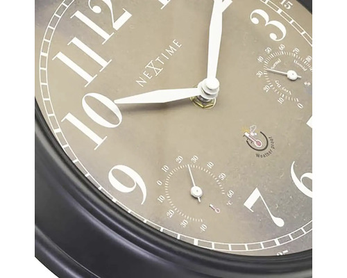 Nástěnné hodiny Nextime s teploměrem a vlhkoměrem