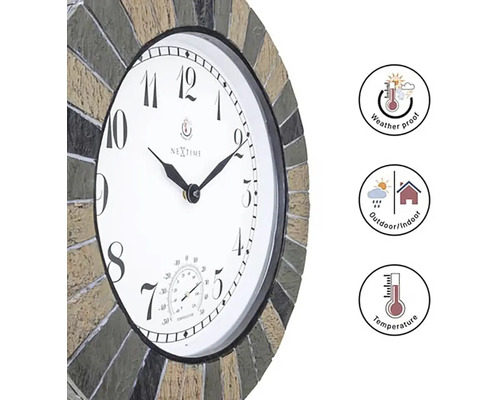Nástěnné hodiny s teploměrem pro vnitřní i venkovní použití