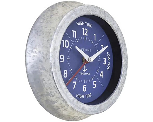 Nextime Tide Clock s pozinkovaným rámem pro zobrazení přílivu a odlivu