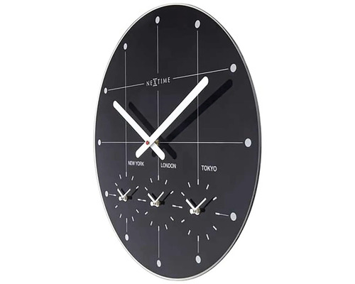 Nástěnné hodiny Nextime pro zobrazení různých časových pásem