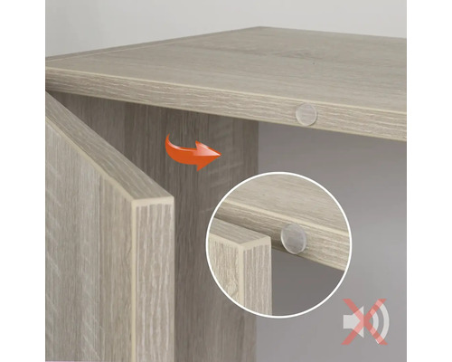 Detail nábytku s tlumicími podložkami pro snížení hluku