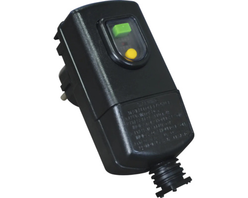 Černý venkovní transformátor s resetovacím tlačítkem