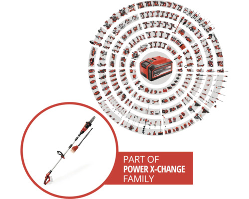 Přehled produktů akumulátorového systému Einhell Power X-Change s akumulátorovou tyčovou pilou