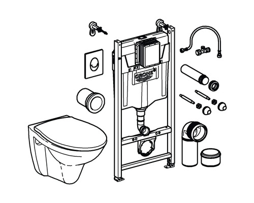 Předstěnový instalační prvek se závěsným WC a příslušenstvím