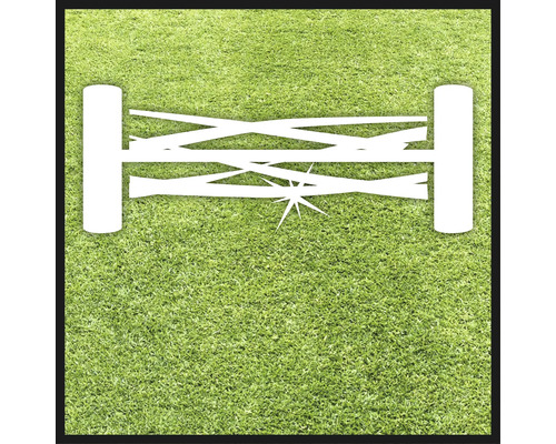 Symbol poškozeného plotu na trávníku