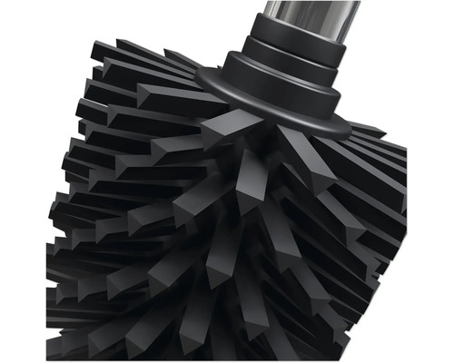 Detailní záběr černého WC kartáče.