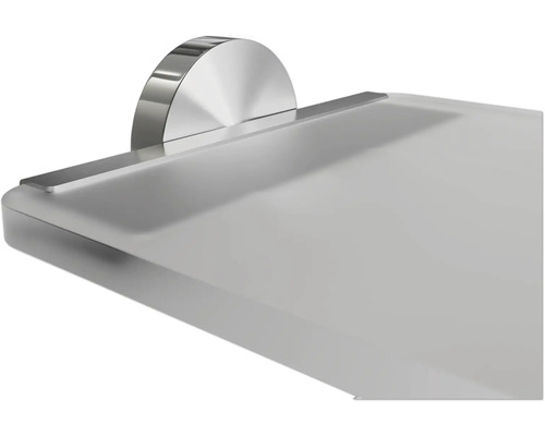 Skleněná police s kovovým držákem do koupelny nebo na toaletu