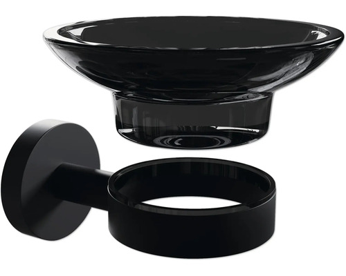 Černá miska na mýdlo pro montáž na stěnu