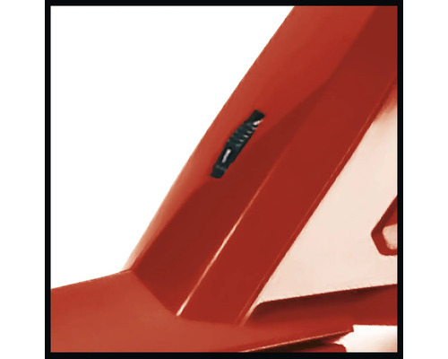 Detail červeného výrobku s posuvným spínačem