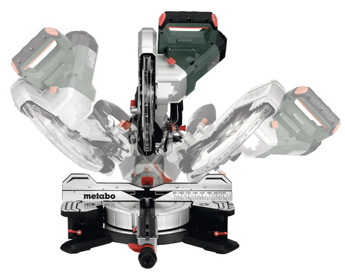 Logo Metabo na pokosové pile s nastavitelnou pilovou hlavou