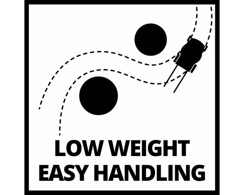 Symbol pro nízkou hmotnost a snadnou manipulaci se sekačkou na trávu