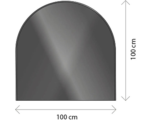 Ilustrace sprchového panelu o rozměrech 100 krát 100 centimetrů.