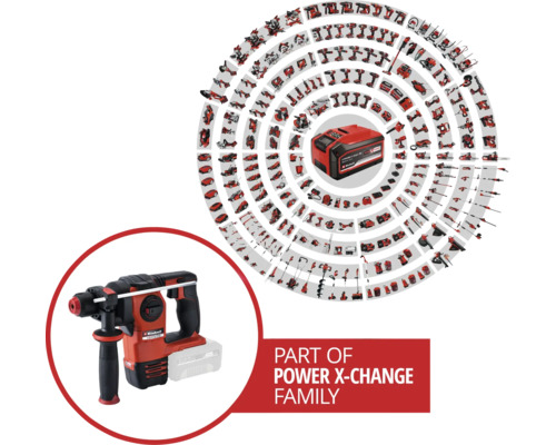 Vrtací kladivo Einhell s akumulátorem Power X-Change a související zařízení