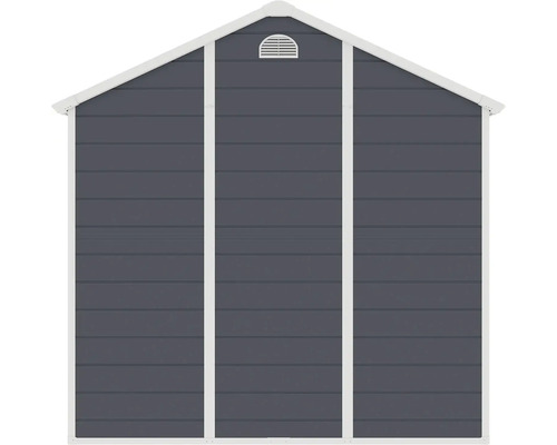 Pohled na zahradní domek s větrací mřížkou