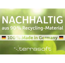 Udržitelný výrobek z 90 procent recyklovaného materiálu, vyrobený v Německu.
