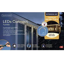 Světelný řetěz jako rampouchy s 250 LED a délkou 7,35 metru pro vnitřní i venkovní použití, transformátor není součástí balení