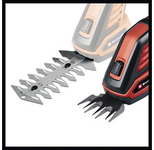 Logo společnosti Einhell. Nůžky na trávu a keře s různými nástavci.