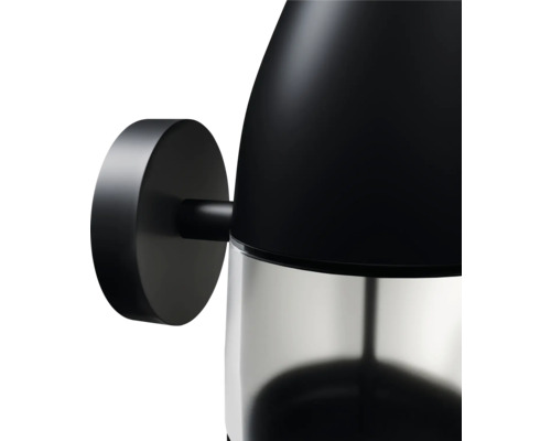 Černé nástěnné svítidlo s čirým stínidlem