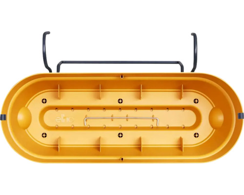 Žlutý balkonový truhlík se závěsným systémem pro venkovní použití