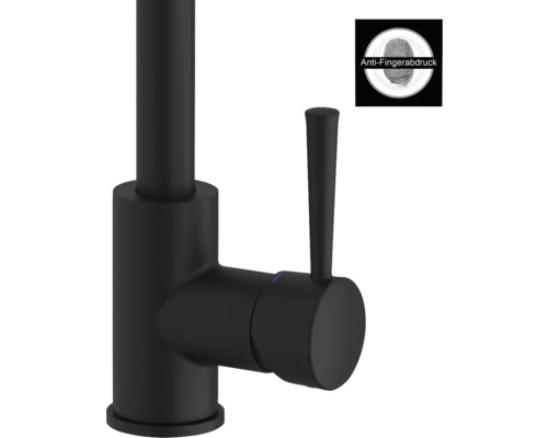 Černá vodovodní baterie s povrchovou úpravou proti otiskům prstů