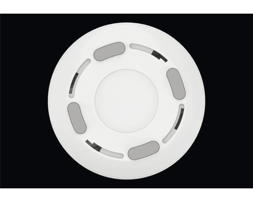 Kulatý, bílý hlásič kouře s montážní deskou