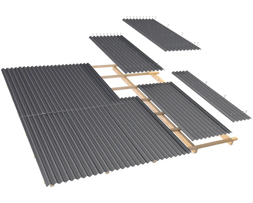 Konstrukce střechy s vlnitými deskami a dřevěnou konstrukcí