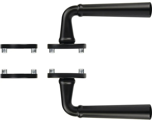 Dva kovové kliky ke dveřím s rozetami