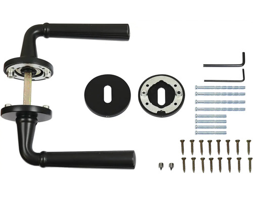 Sada kliky ke dveřím s rozetami a upevňovacím materiálem