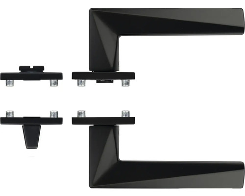 Černá sada kliky ke dveřím s montážním materiálem